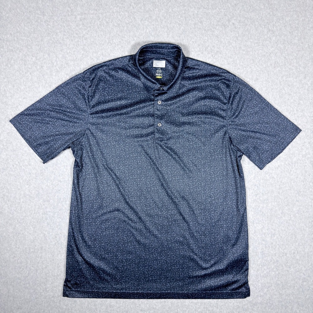 Greg Norman ML75 Mens Navy Blue Abstract Swirl Golf Polo Shirt Large TL115554